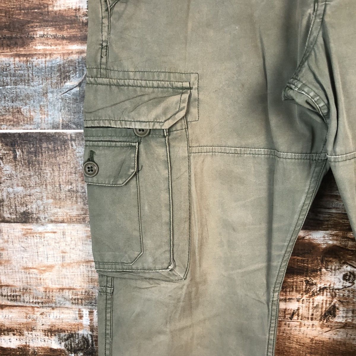 Alpha Industries × Japanese Brand DL Alpha Industries Green Cargo Multipocket Pants #C1231 Size US 31 - 10 Thumbnail