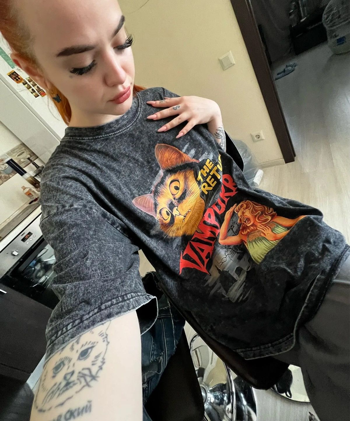 Other Men's Summer T-shirt with cat round neck and Short Sleeves Size US L / EU 52-54 / 3 - 2 Thumbnail