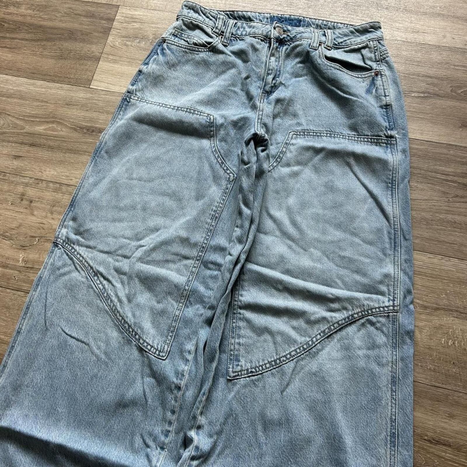 Other Vintage Baggy Wide Leg Double Knee Denim Jeans size 28” Size 30" / US 8 / IT 44 - 4 Thumbnail