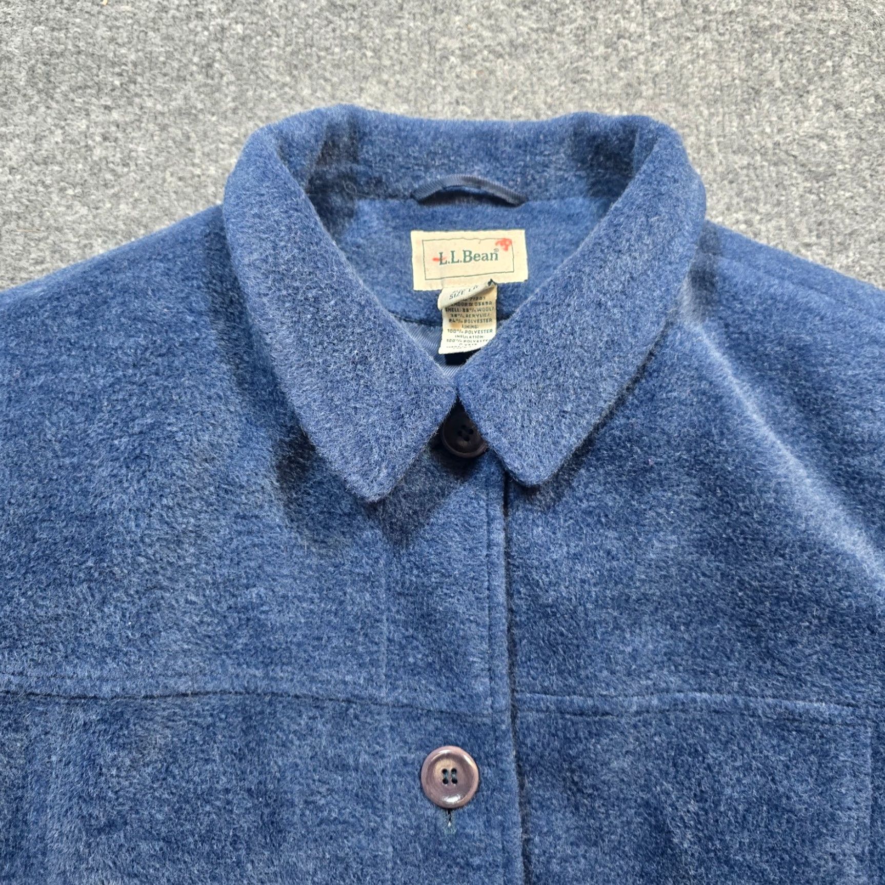 Vintage **LL Bean Womens Large Blue Wool Blend Button Jacket** User: LL Bean Womens Large Blue Wool Blend Chenille Button Jacket Size L / US 10 / IT 46 - 2 Thumbnail