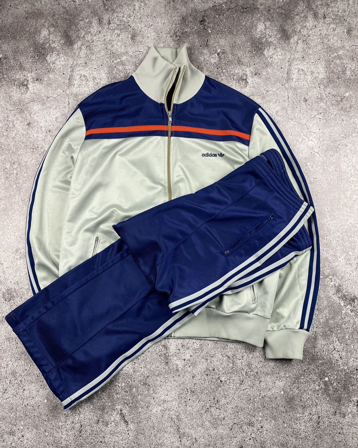 Adidas VINTAGE 1970s Adidas West Germany Y2K BAGGY Track Suit Size US L / EU 52-54 / 3 - 1 Thumbnail