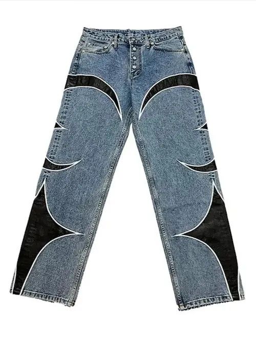 Japanese Brand × Jean Pu Leather Baggy Patchwork Jeans Size US 32 / EU 48 - 3 Thumbnail