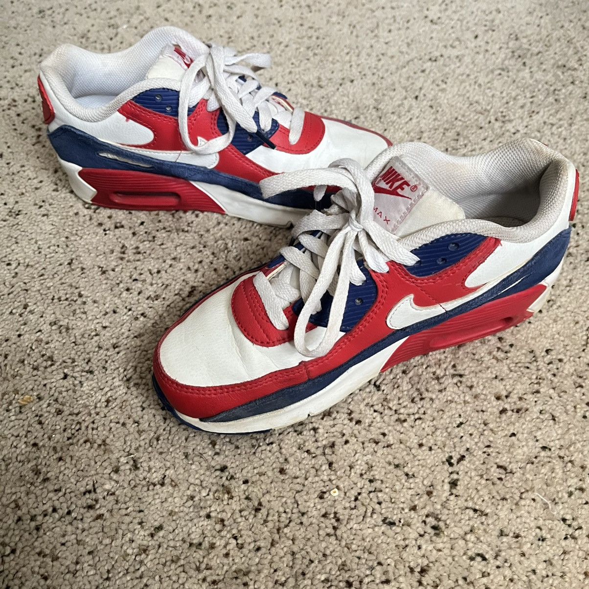 Nike Nike Air Max 90 | Size 5 Youth Blue, Red, White Size US 5 / EU 37 - 2 Thumbnail