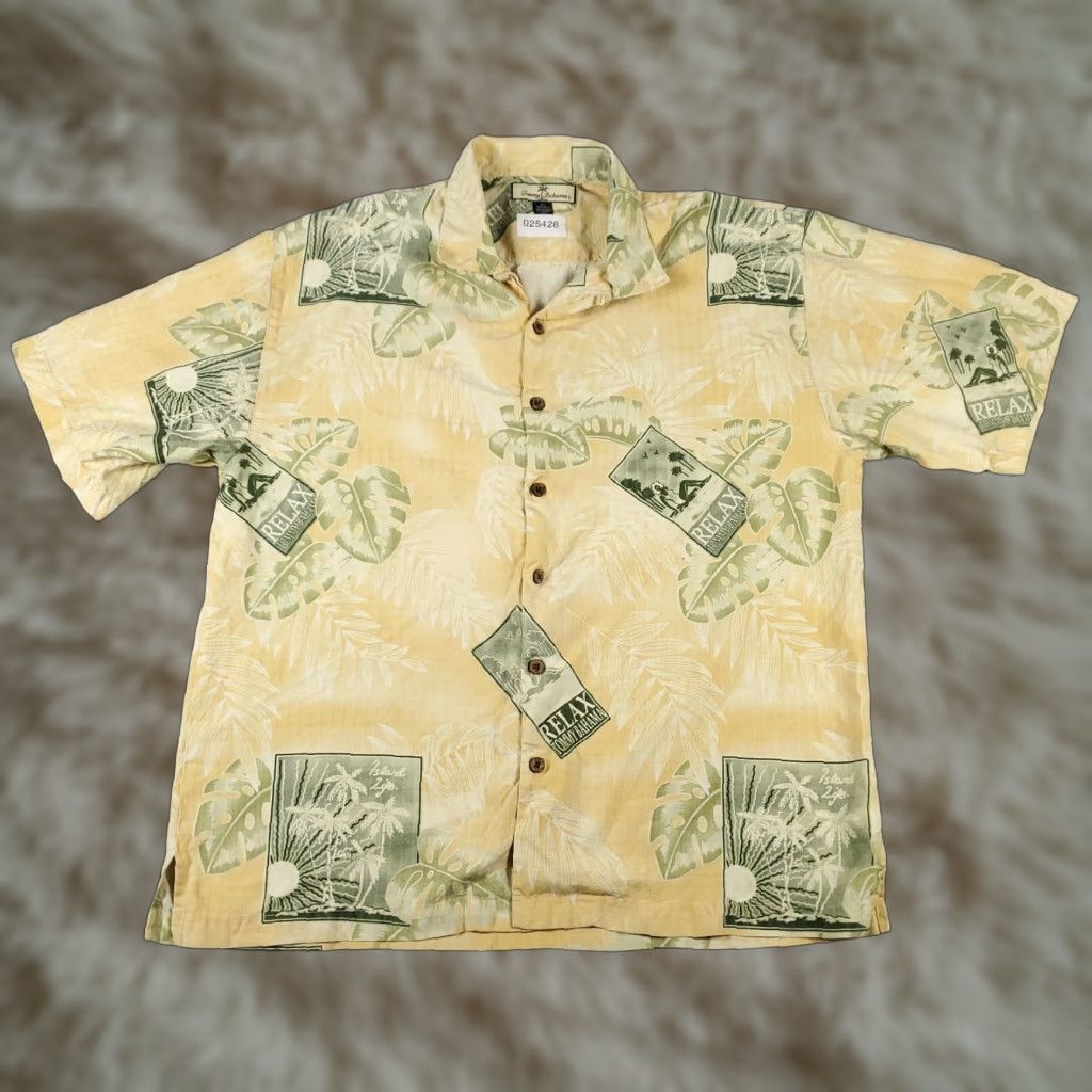 Tommy Bahama Tommy Bahama Shirt Men XL Yellow Floral Camp Tropical Button Up Short Sleeve Silk Hawaiian Aloha Mens Size US XL / EU 56 / 4 - 1 Thumbnail