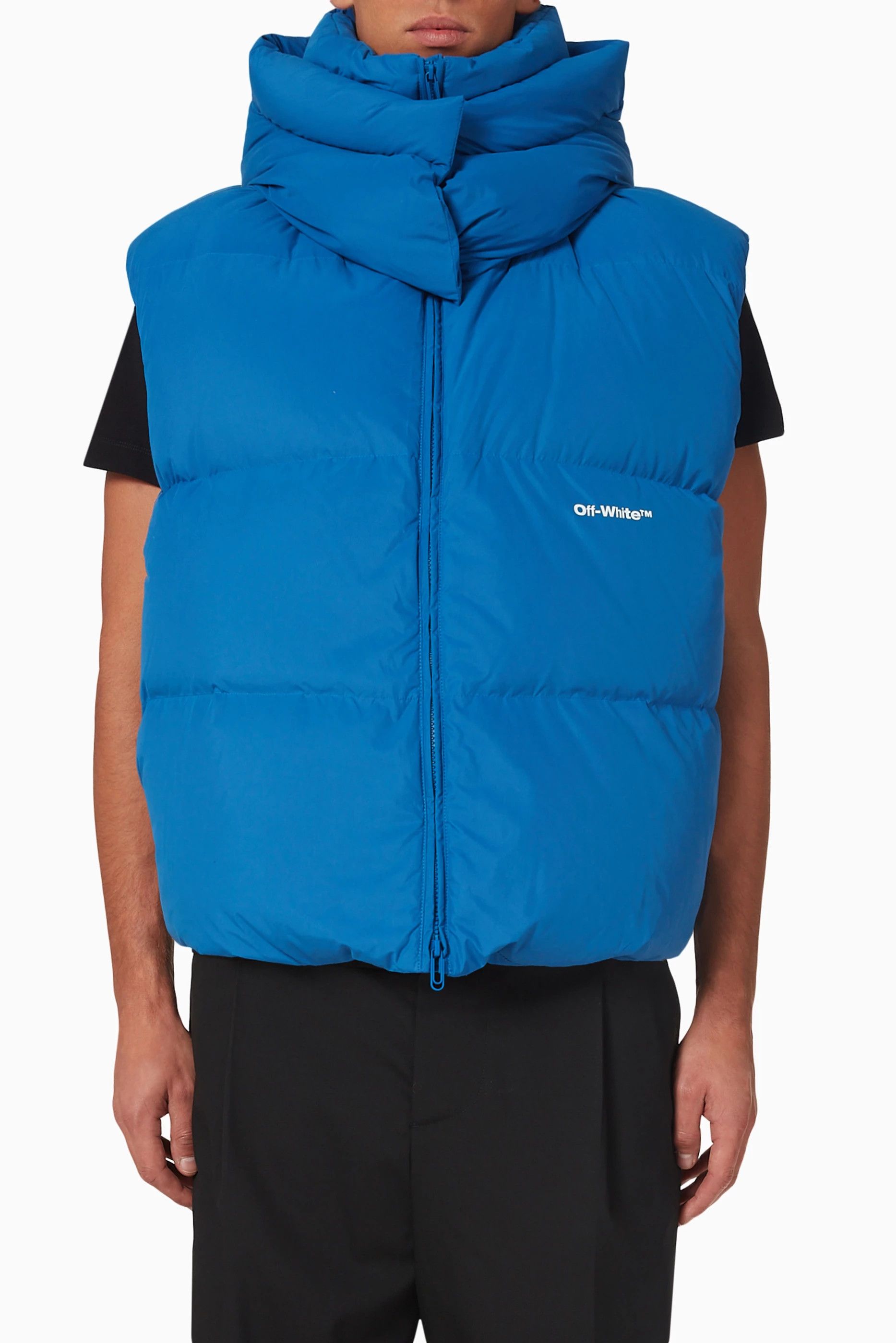 Off-White o1y0225 Logo Shell Hooded Vest in Blue Size US XL / EU 56 / 4 - 1 Thumbnail