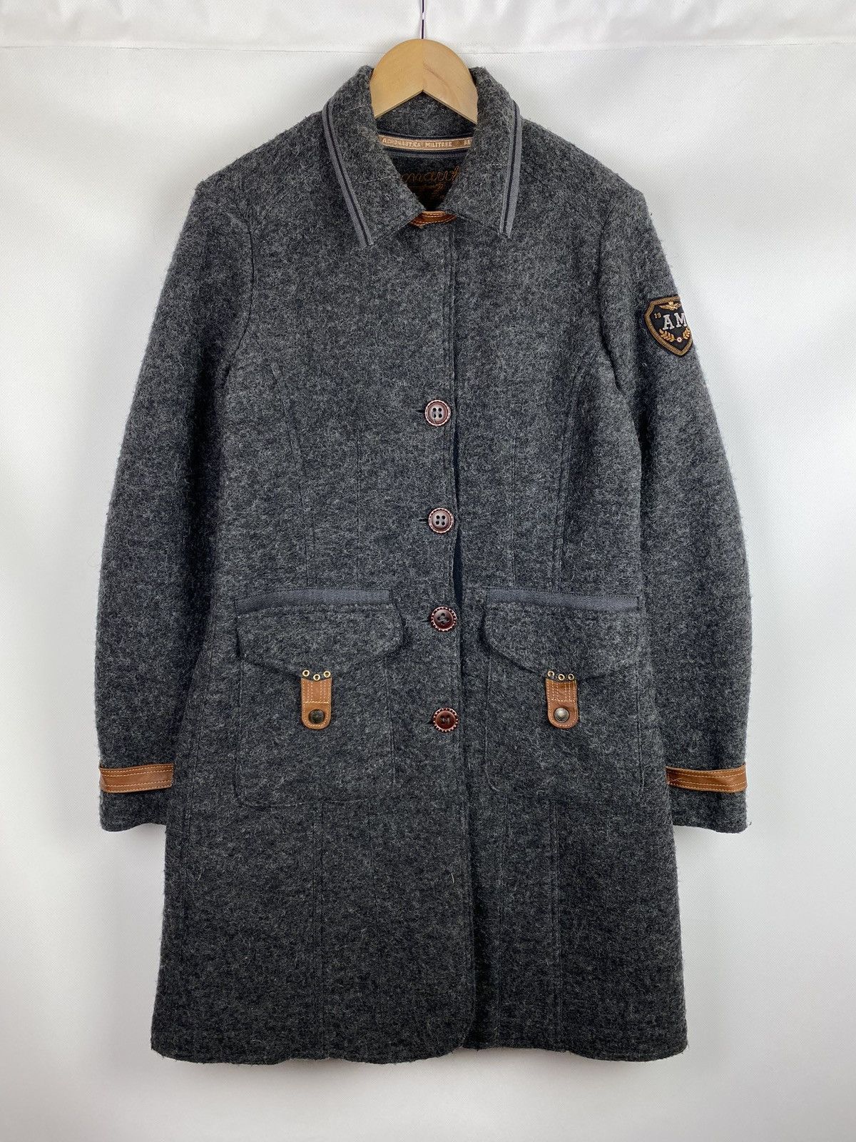 image of Aeronautica Militare Men’S Wool Coat Jacket Size 48 in Grey, Men's