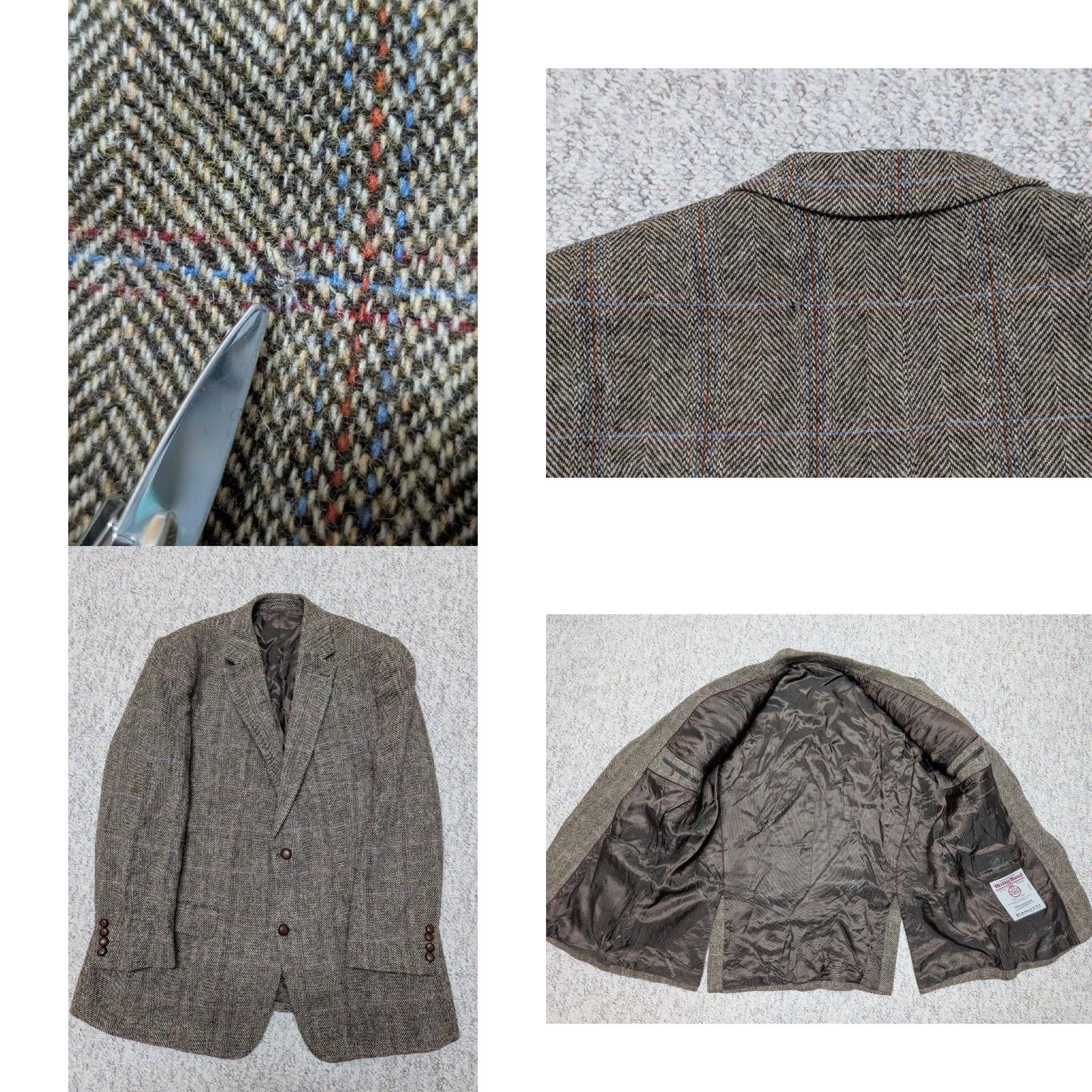Vintage VINTAGE Harris Tweed brown 46R herringbone wool blazer Barutti Size 46R - 9 Thumbnail