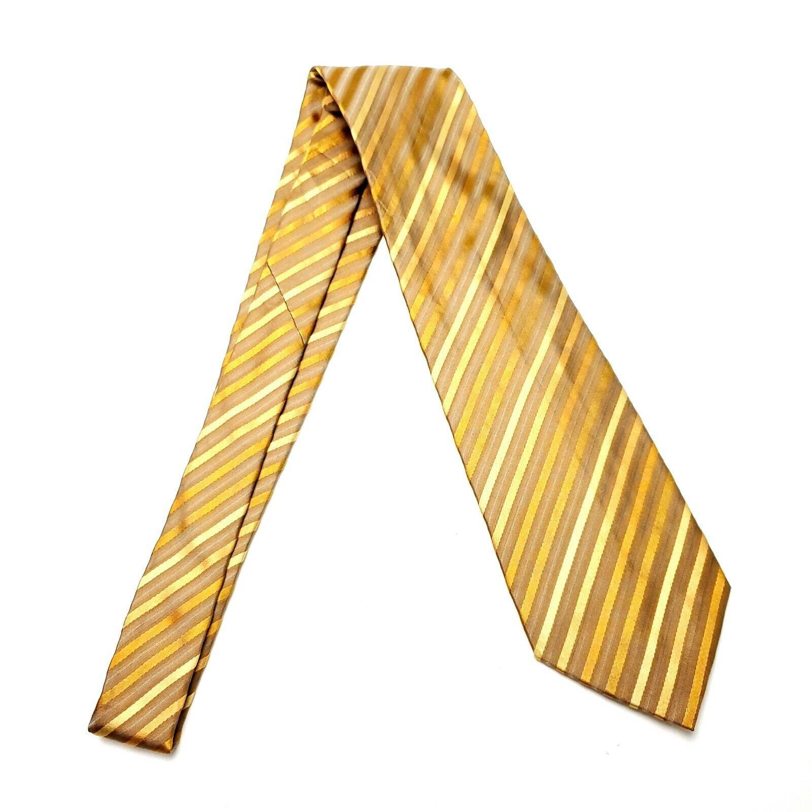Van Heusen Van Heusen Silk Tie Woven Yellow Striped Stain Resistant Size ONE SIZE - 7 Thumbnail