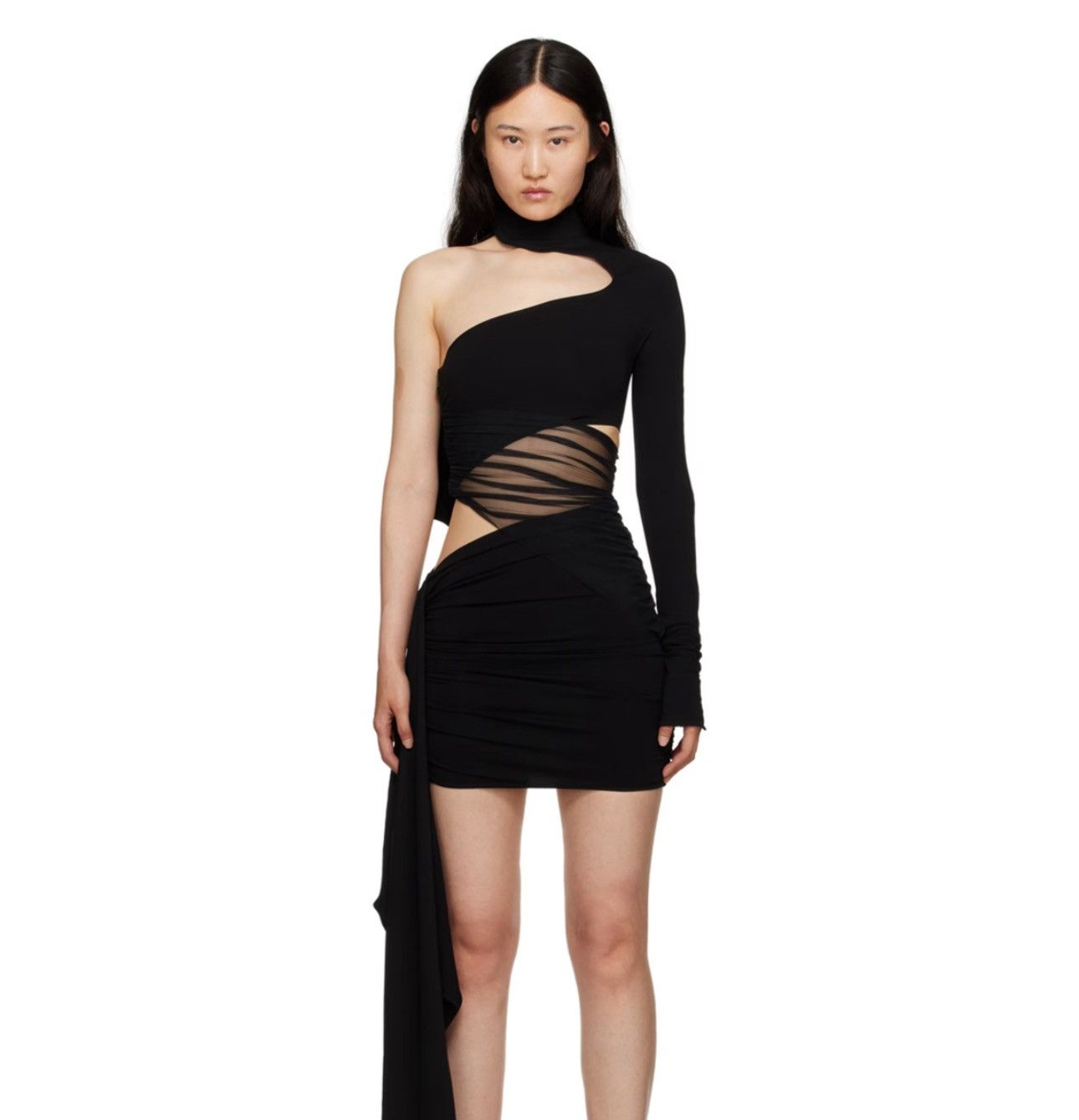 H&M × Mugler Rare Mugler X H&M Knot Detail One Shoulder Dress Size XL / US 12-14 / IT 48-50 - 2 Thumbnail