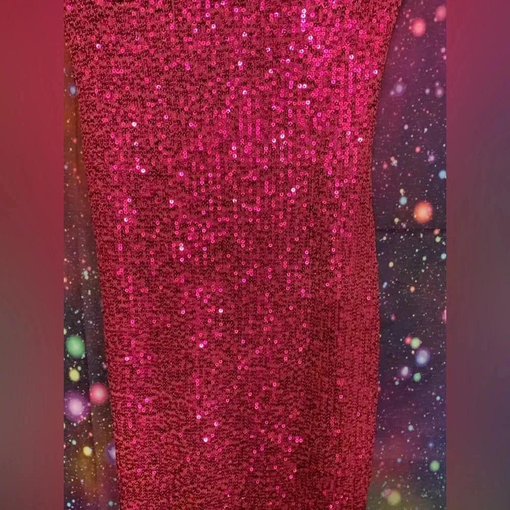 Designer Glamorous Pink Sequin Dress by Josie Size XS / US 0-2 / IT 36-38 - 2 Thumbnail