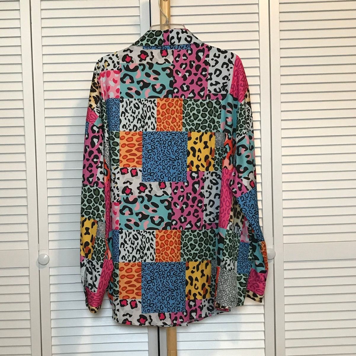 Shein SHEIN Patchwork-Style Collared Long Sleeve Blouse 3XL Size 3XL / US 20-22 - 3 Thumbnail
