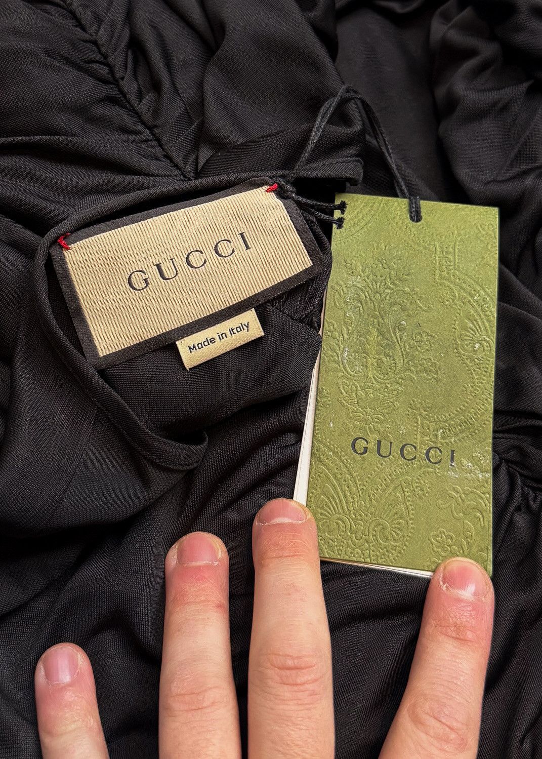 Gucci Gucci FW23 Black Gathered Viscose Jersey Long Sleeves Top Size S / US 4 / IT 40 - 7 Thumbnail