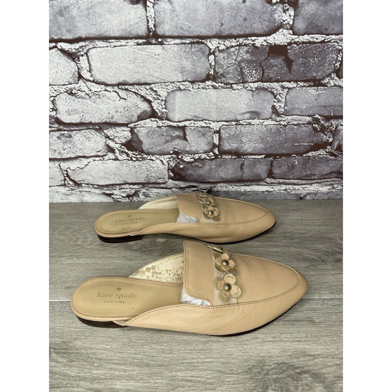 Kate Spade Kate Spade Nude Pink Leather Floral Accent Pointed Mules Sho Size US 8 / IT 38 - 12 Thumbnail