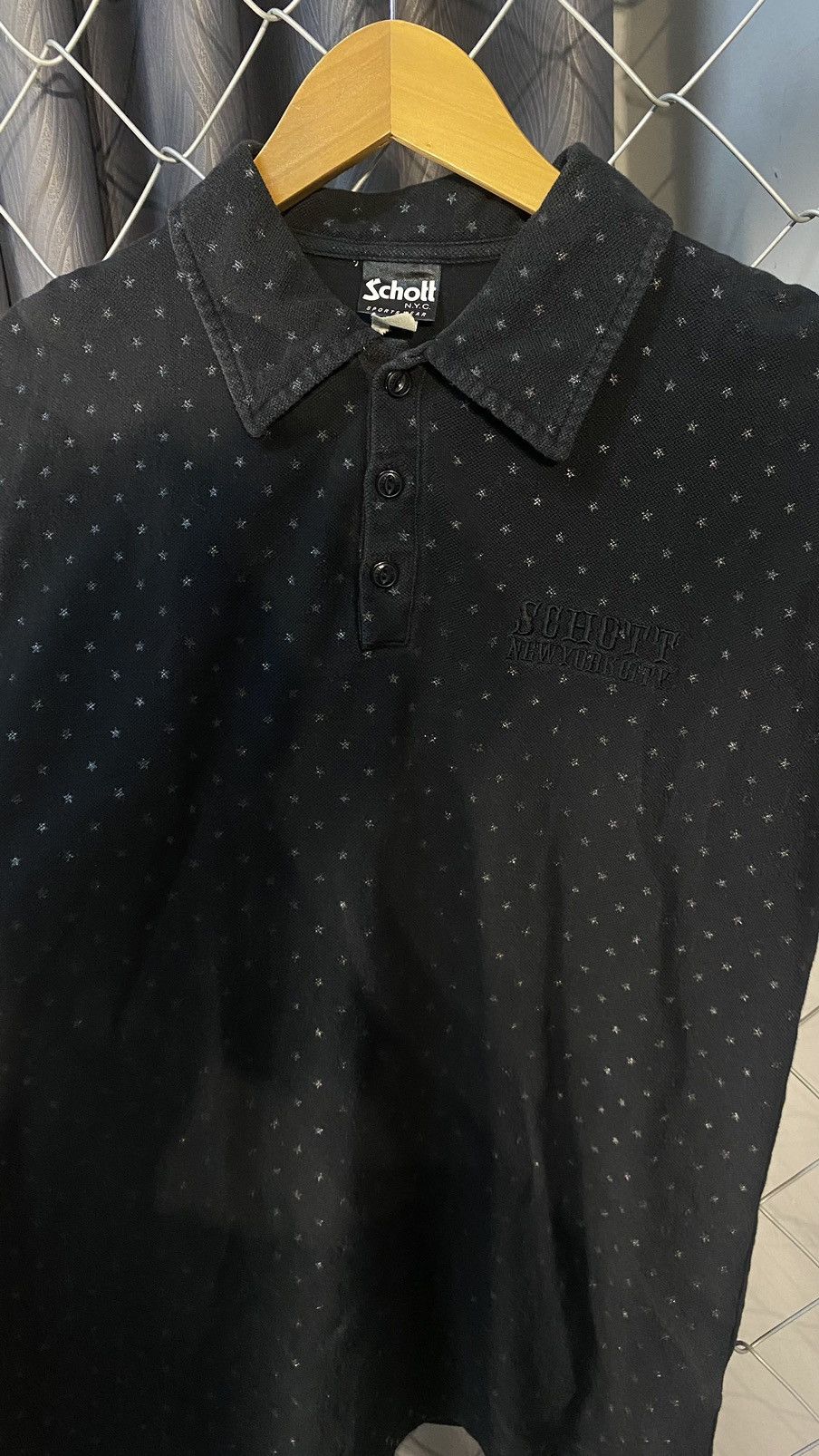 Japanese Brand × Schott × Vintage VINTAGE SCHOTT N.Y.C AOP STAR EMBROIDERY MEDIUM COLLAR TEE Size US M / EU 48-50 / 2 - 4 Thumbnail