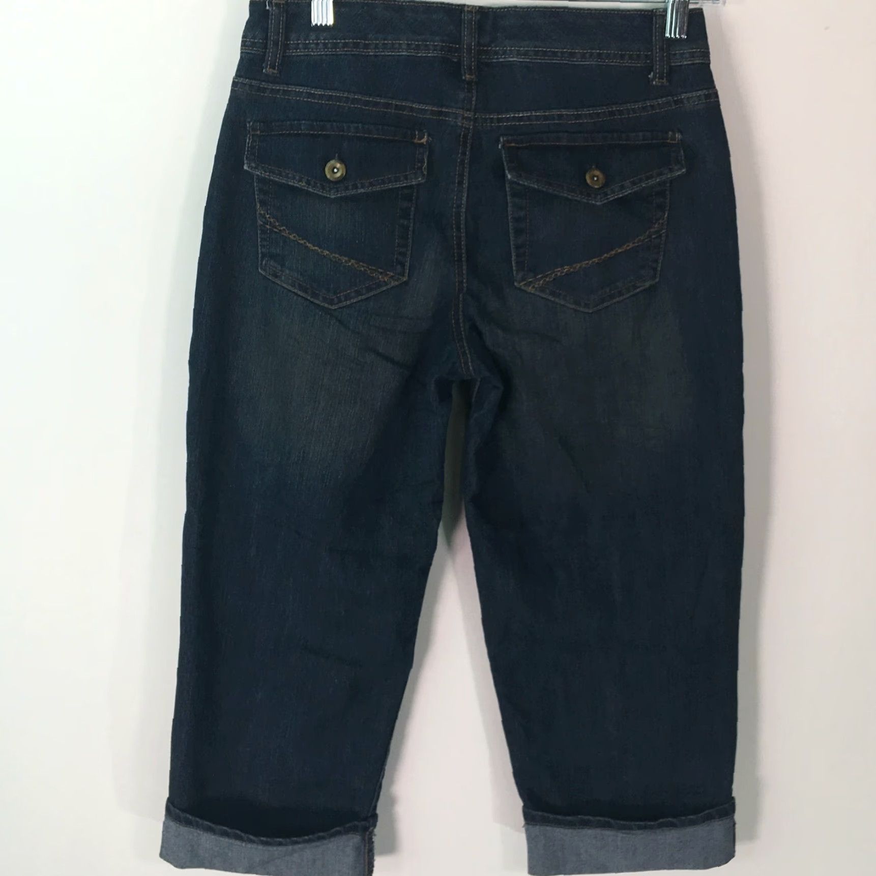 Denime Womens Sonoma Life + Style Straight Cuffed Stretch Blue Denim Capri Jeans Size 4 Size 27" / US 4 / IT 40 - 2 Thumbnail