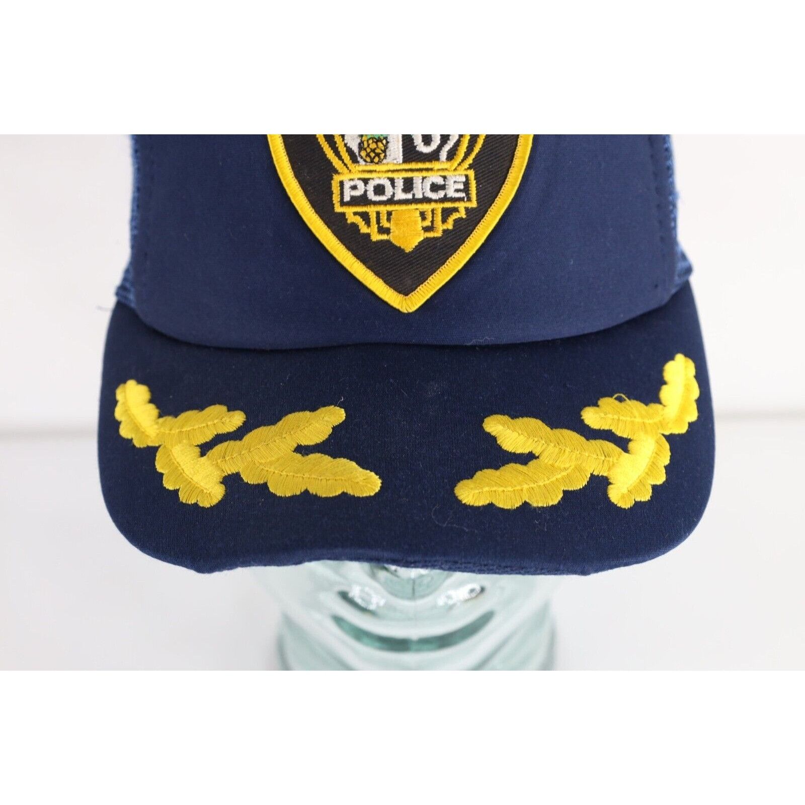 Vintage Vintage 80s Gold Leaf Hawaii Police 50 Trucker Hat Size ONE SIZE - 3 Thumbnail