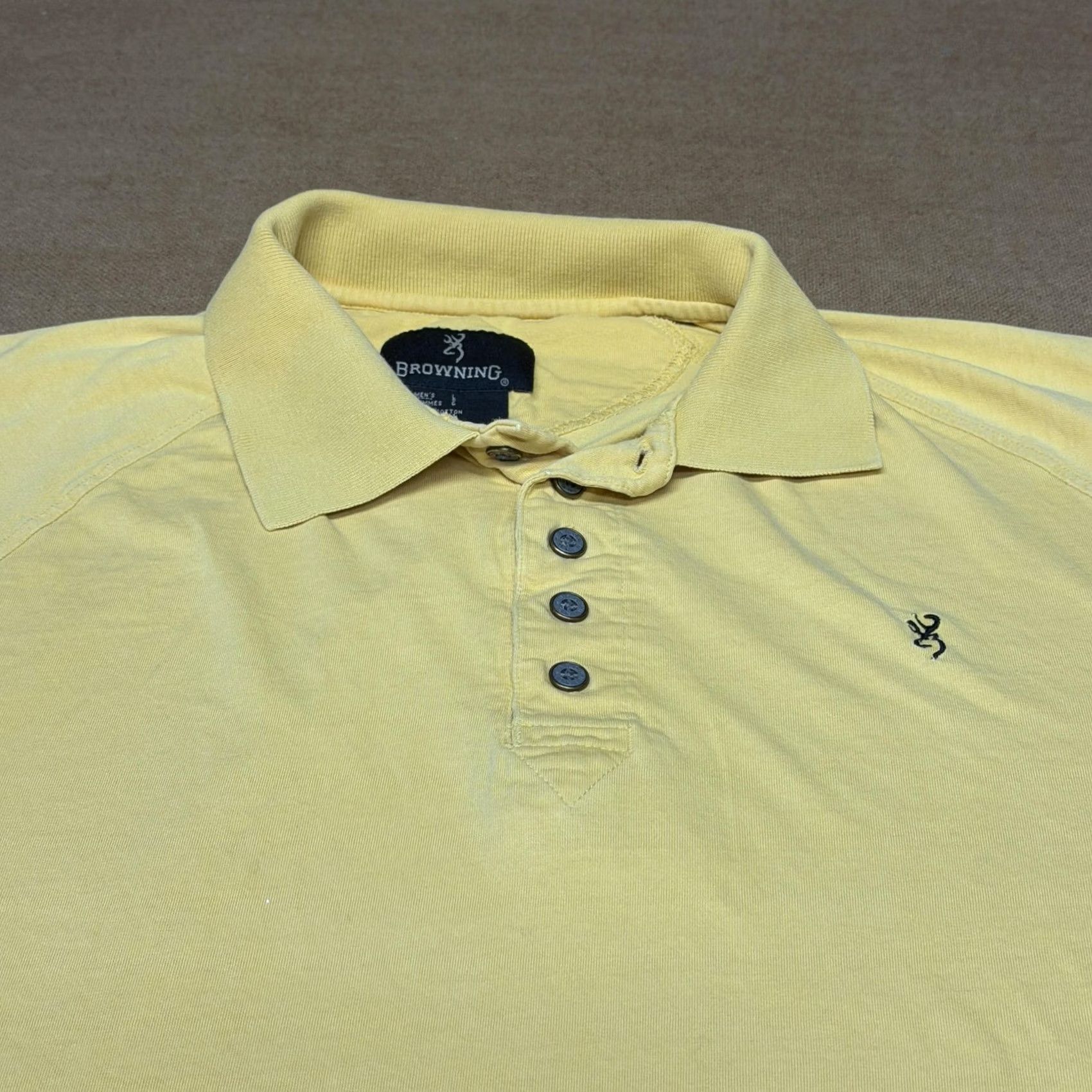 Vintage Browning Polo Shirt Mens Large Yellow Embroidered Logo Hunting Outdoor Casual Size US L / EU 52-54 / 3 - 4 Thumbnail
