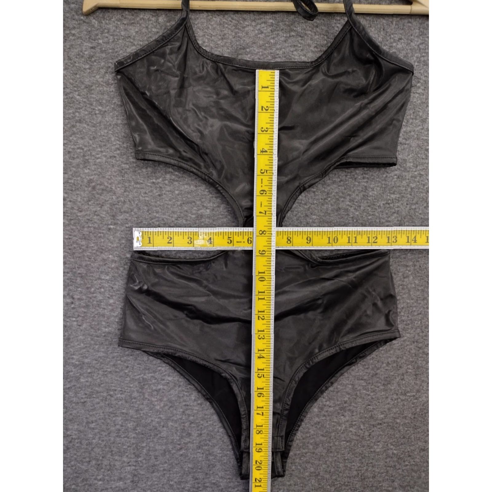 Vintage Codigo Women's One Piece Black Faux Leather Cut Out Sides Swimsuit Size S Size ONE SIZE - 4 Thumbnail