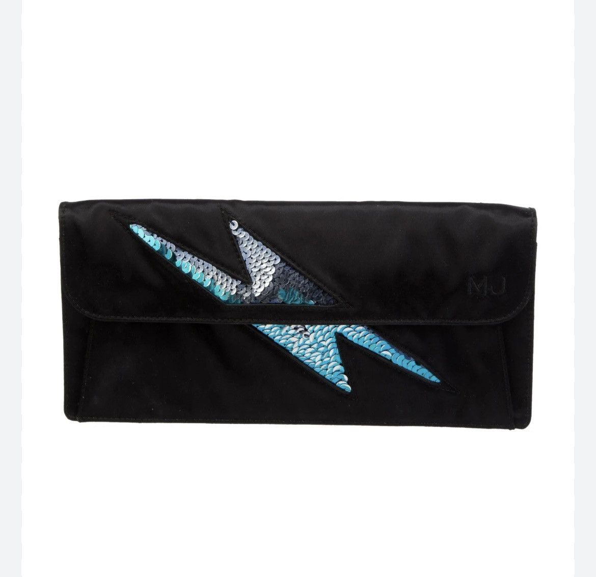 Marc Jacobs Sequin Black Satin Lightning Bolt Clutch