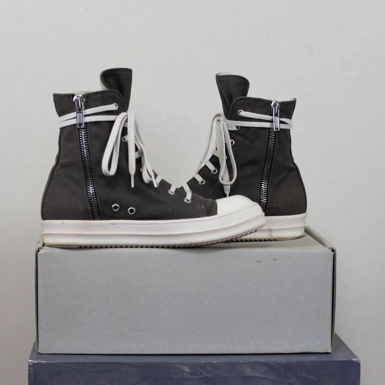 Rick Owens rickowens gray high-top sneakers-2508 Size US 5 / EU 37 - 4 Thumbnail