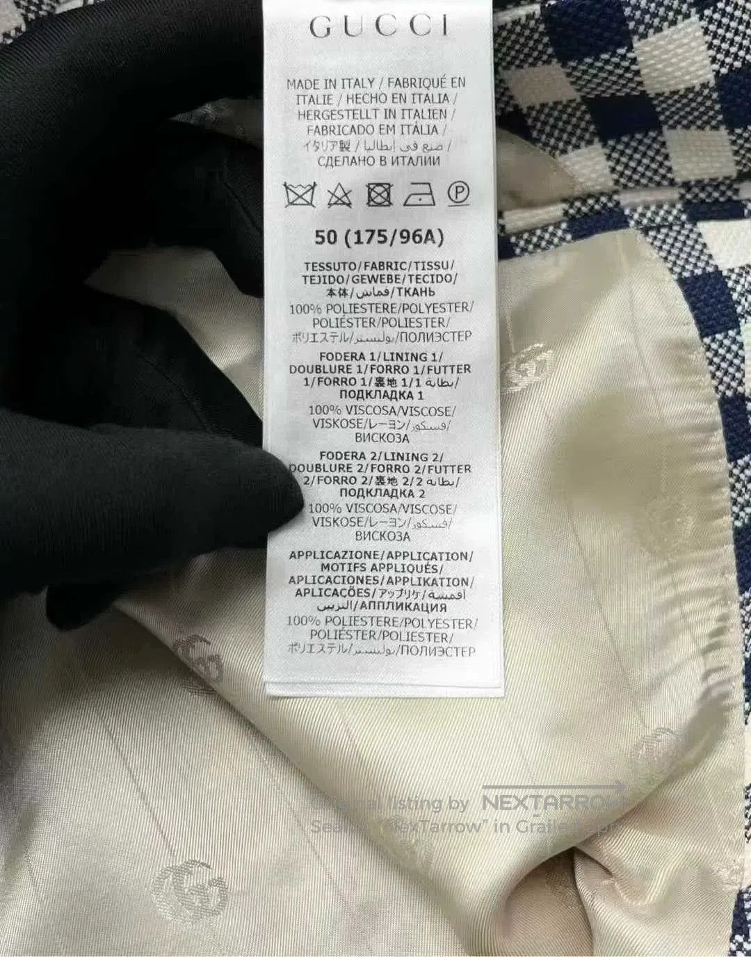 Gucci gucci blue and white checkered embroidered jacket. Size US L / EU 52-54 / 3 - 3 Thumbnail