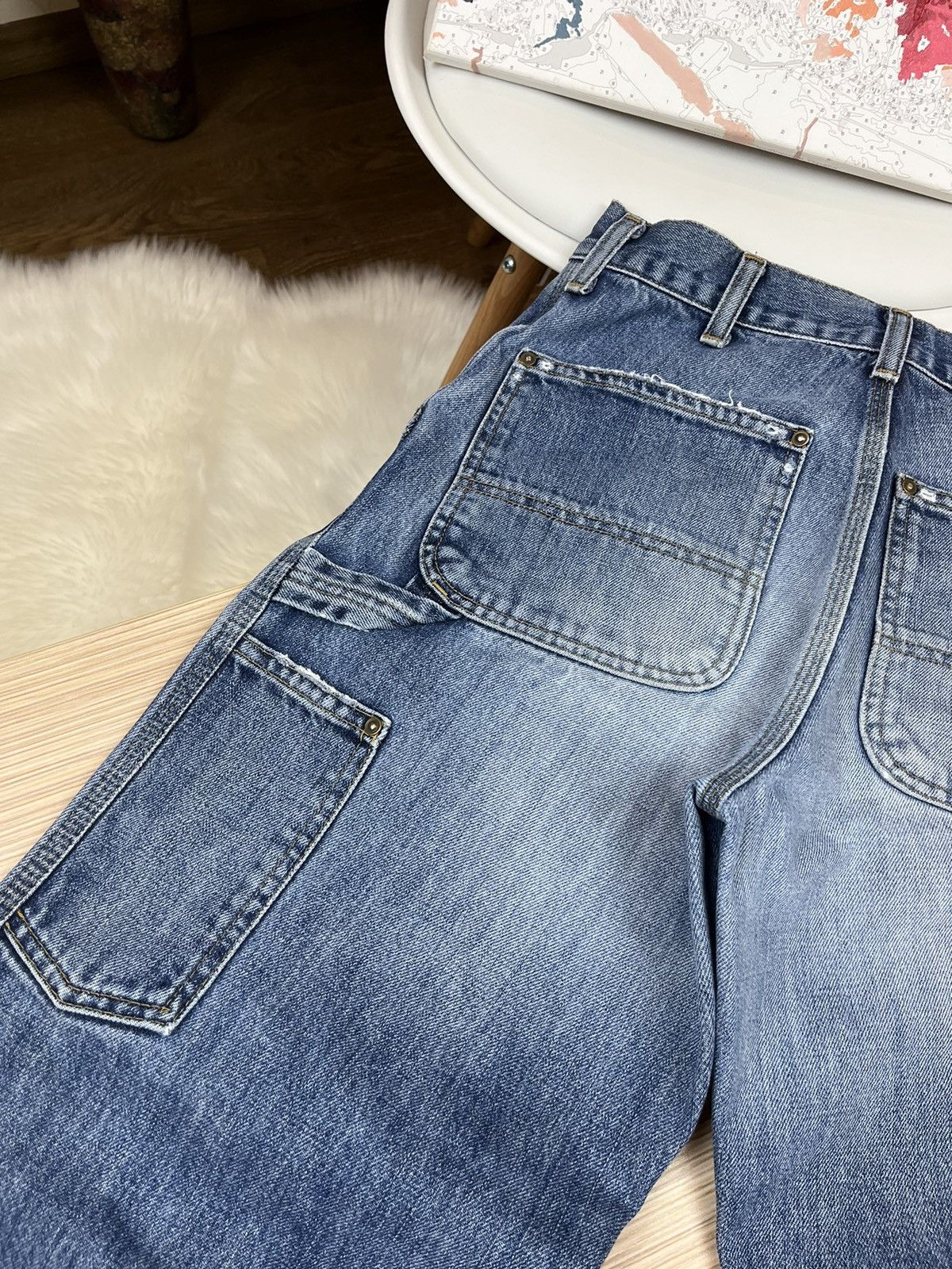 Carhartt × Vintage Crazy Vintage Carhartt Denim Dungaree Carpentar Work Pants Size US 32 / EU 48 - 12 Thumbnail