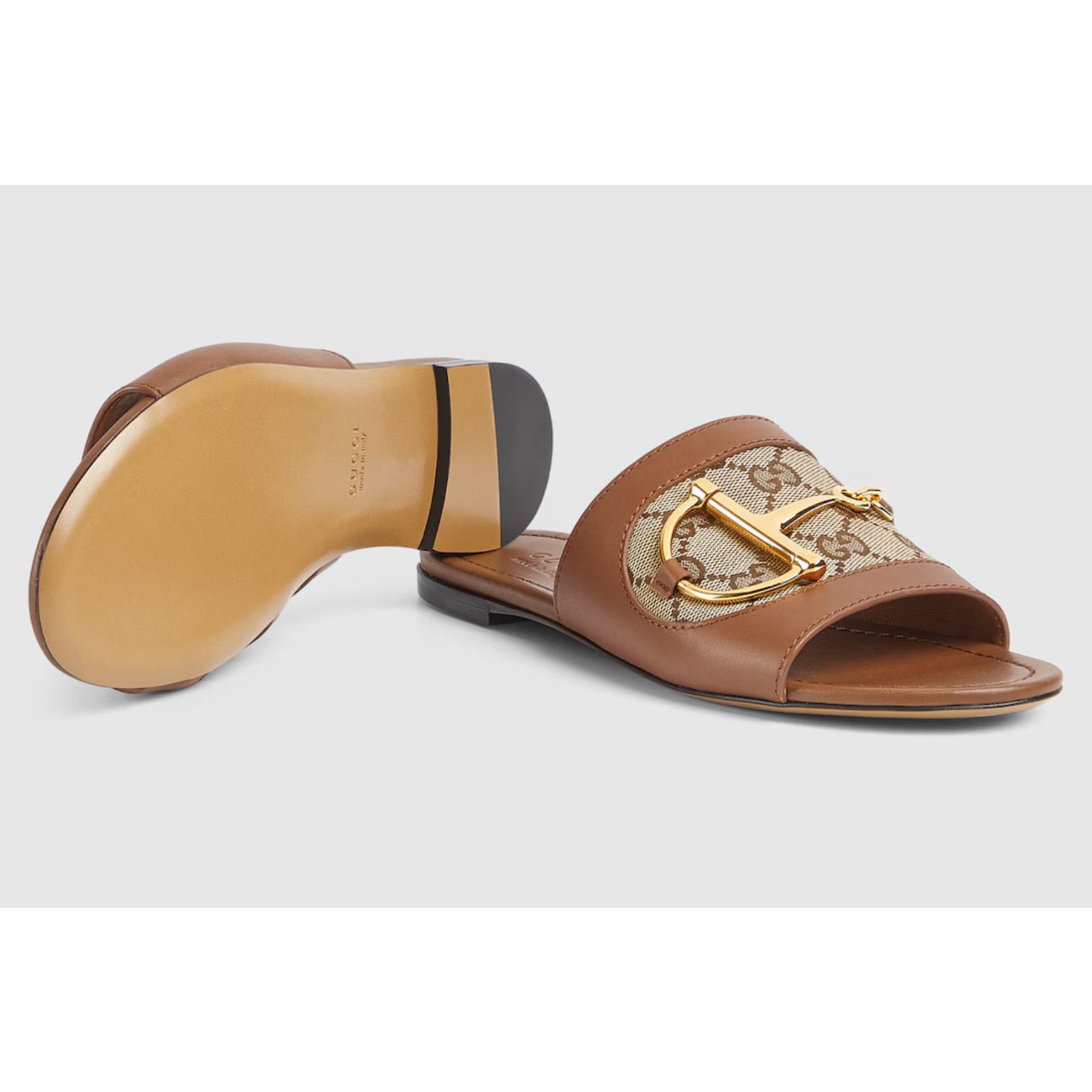 Gucci Gucci Alfa Gold Horsebit Brown GG Canvas Mule Sandal 37.5 Size US 7.5 / IT 37.5 - 5 Thumbnail