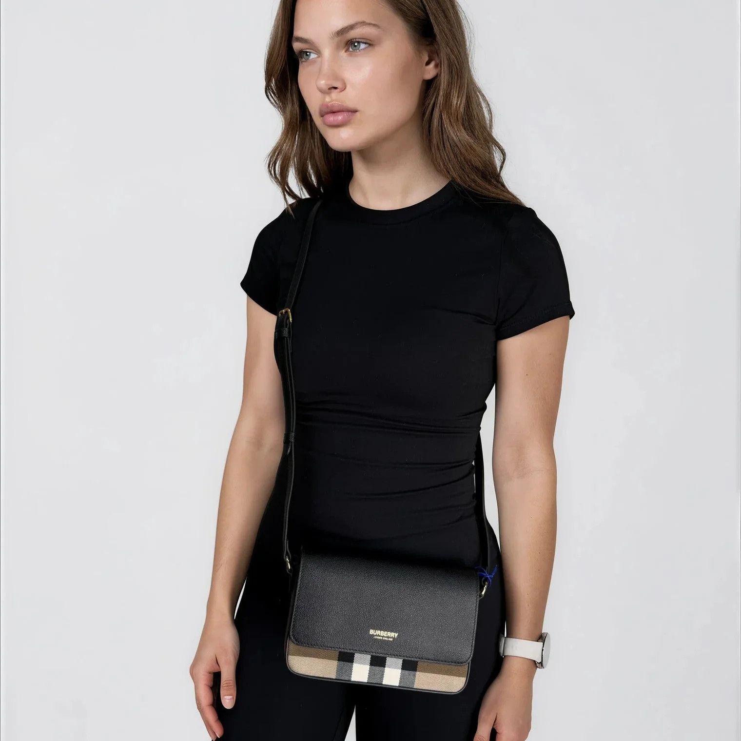Burberry BURBERRY Hampshire black check leather crossbody bag Size ONE SIZE - 2 Thumbnail
