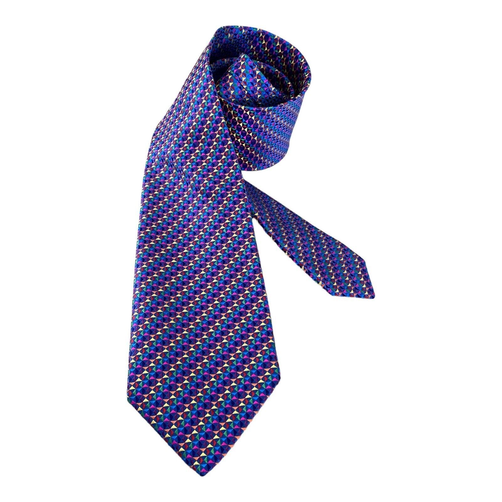 Charles Tyrwhitt CHARLES TYRWHITT Purple Geometric Silk Tie Hand Made In Engl Size ONE SIZE - 2 Thumbnail