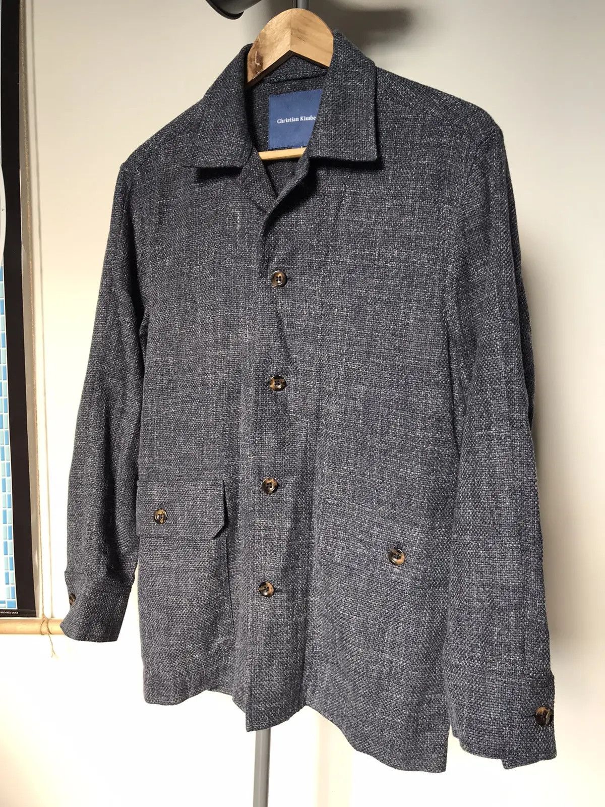 Christian Kimber Fitzroy Jacket - Blue Italian Cotton Basketweave Size US M / EU 48-50 / 2 - 2 Thumbnail