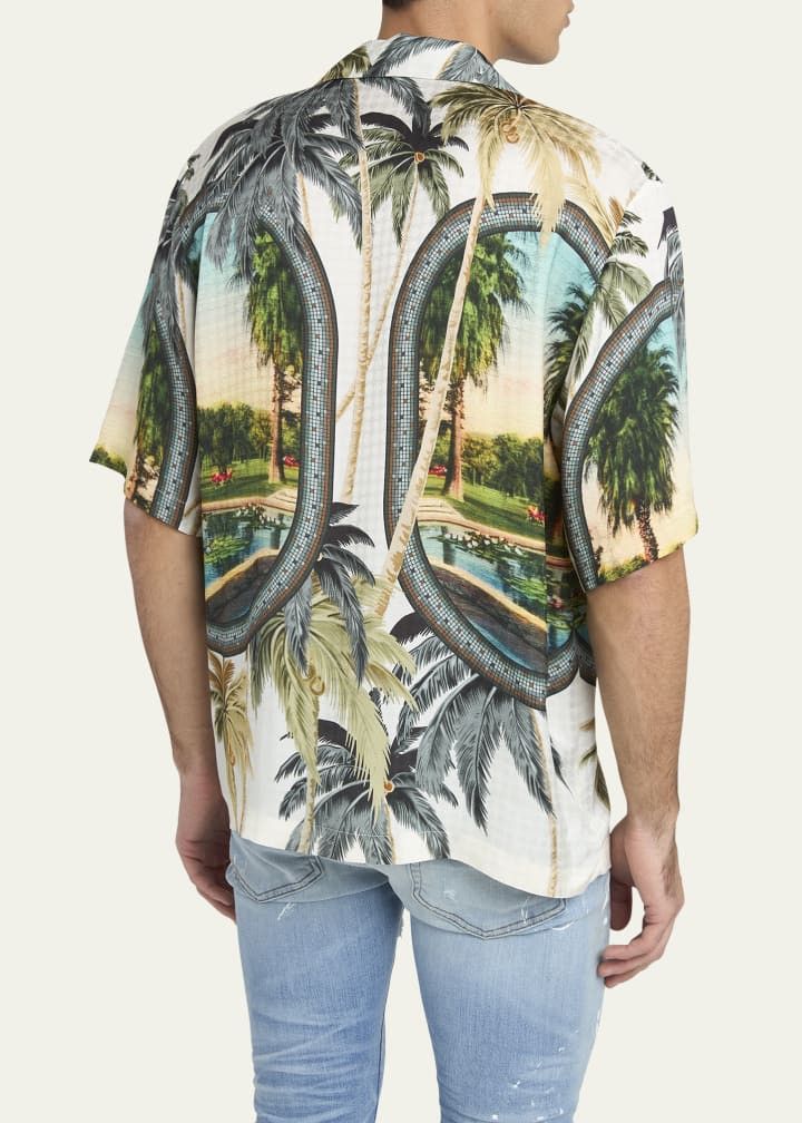 Amiri os11x1225 Paradise Short-Sleeve Bowling Shirt in Multicolor Size US S / EU 44-46 / 1 - 3 Thumbnail