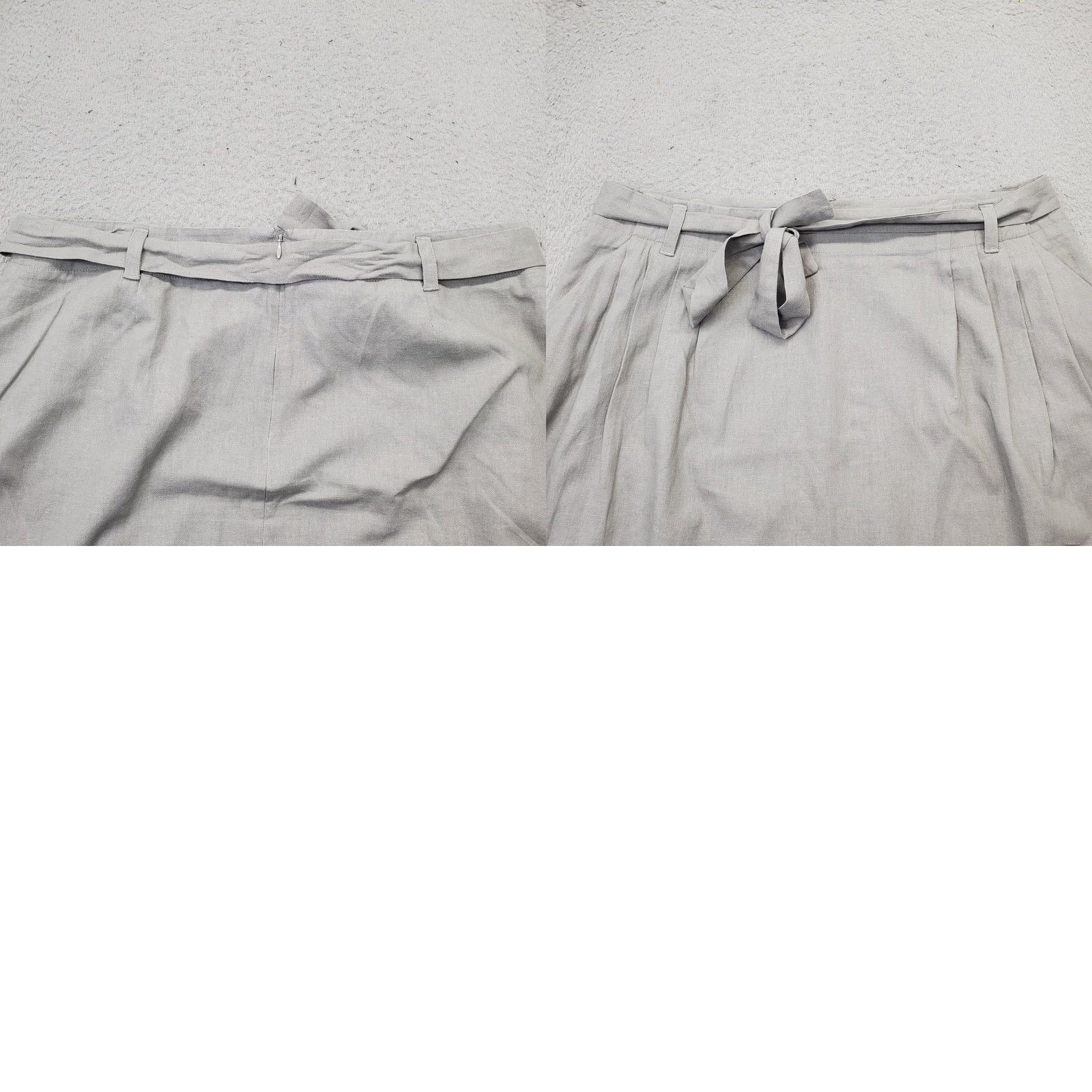Pendleton Pendleton Womens 18 Gray Linen A-Line Skirt Back Zip Belted Pleated Waist 18.5 inch Short Subtle N/A Size 40" / US 18 - 8 Thumbnail