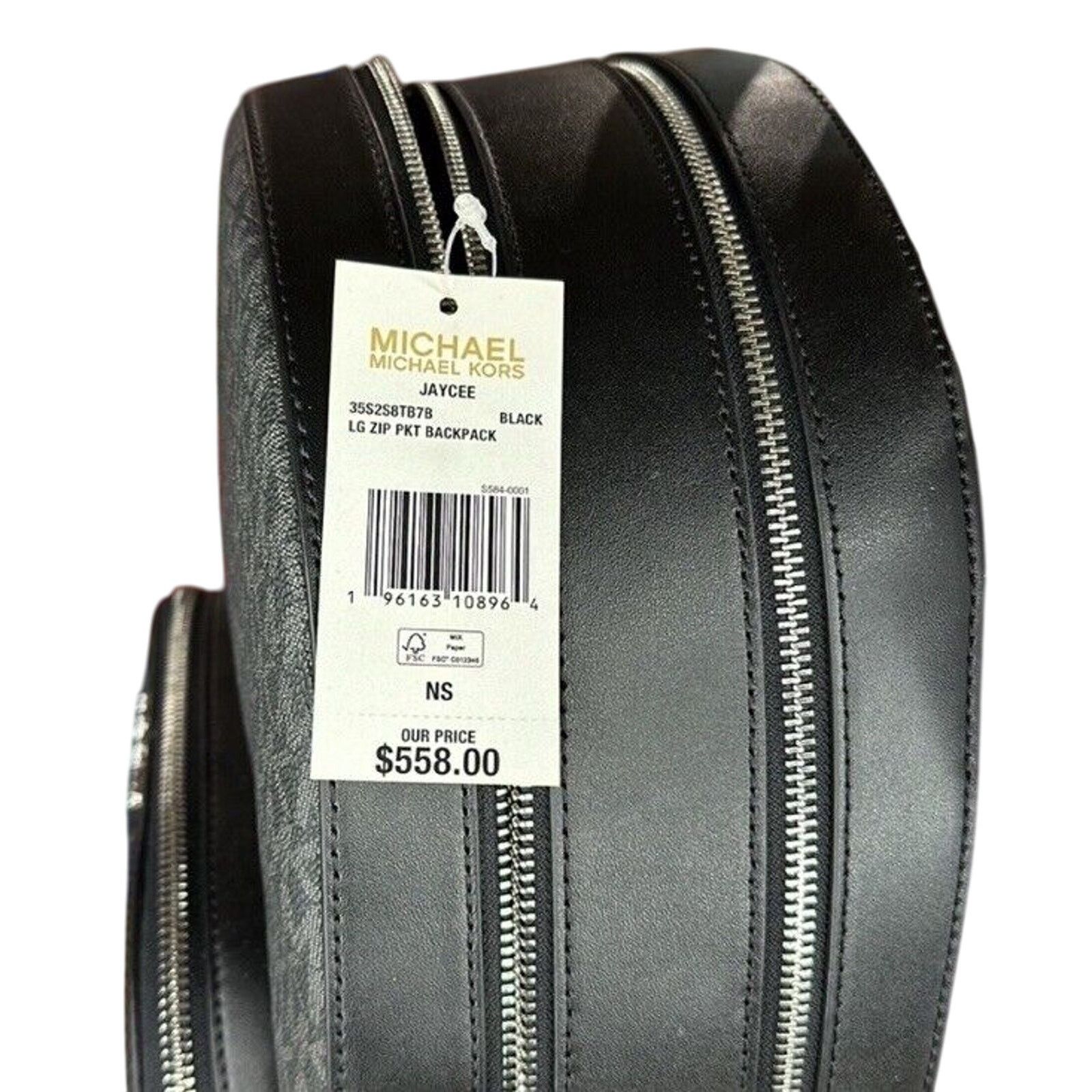 Michael Kors NWT Michael Kors Jaycee Large Backpack Logo MK Black Zip Size ONE SIZE - 8 Thumbnail