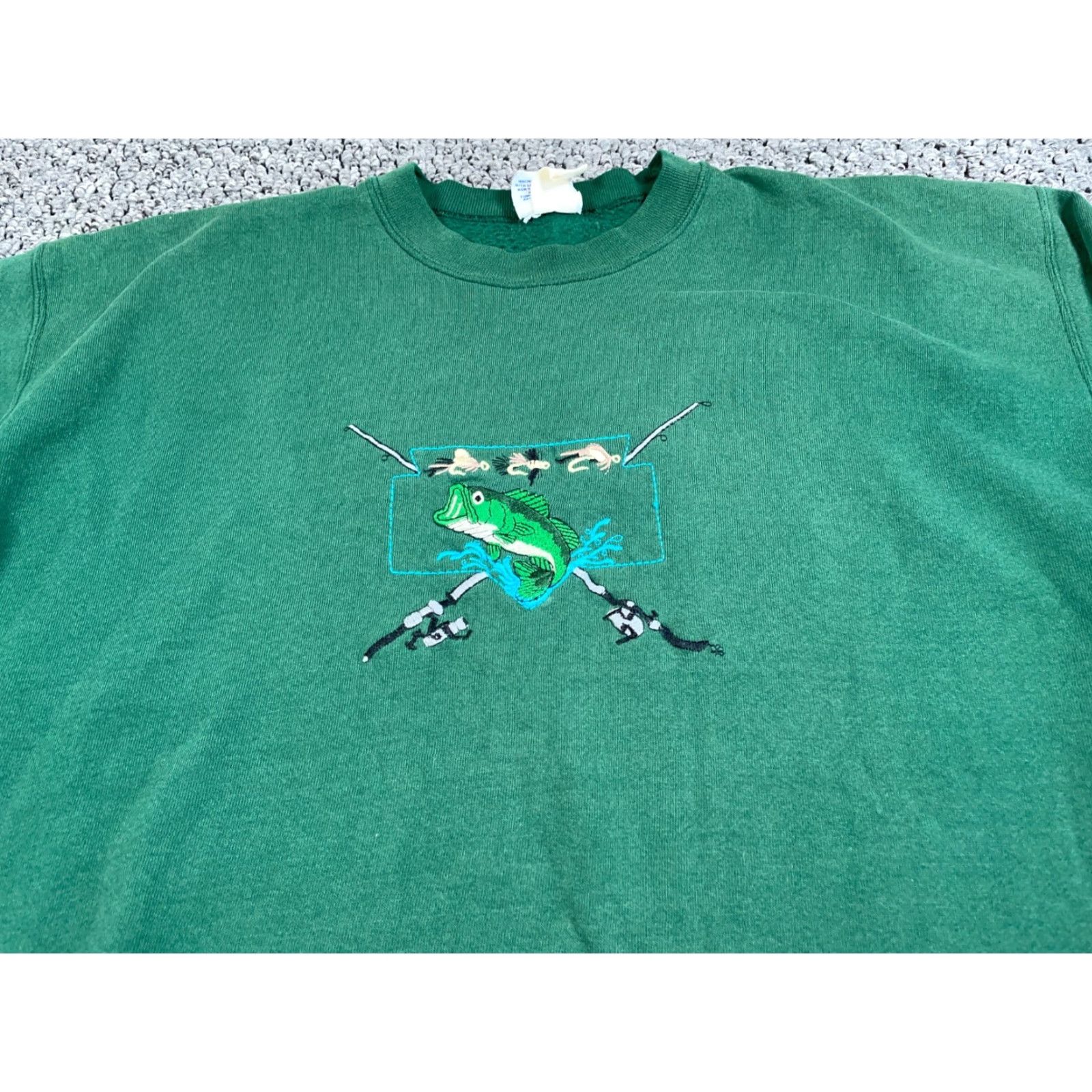 Vintage VINTAGE Santee Fishing Embroidered Sweatshirt Adult XL Green 50/50 Blend Crewneck Size US XL / EU 56 / 4 - 4 Thumbnail