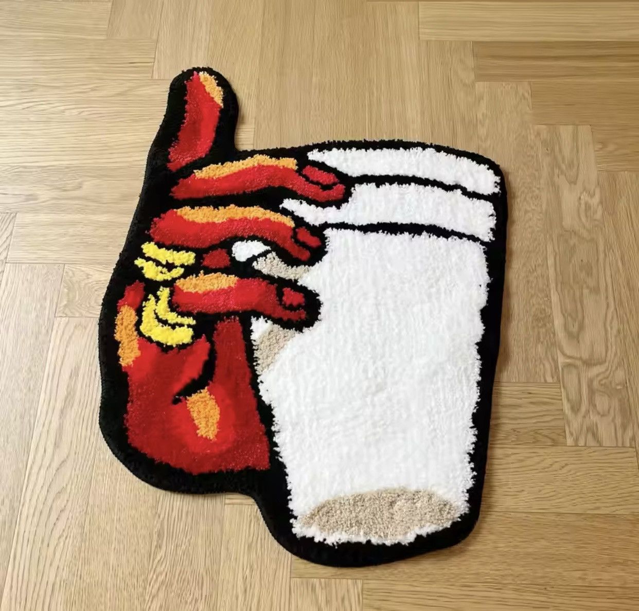 Japanese Brand Holding Cup in Hand Vintage Tufted Bedroom Rug Size ONE SIZE - 3 Thumbnail