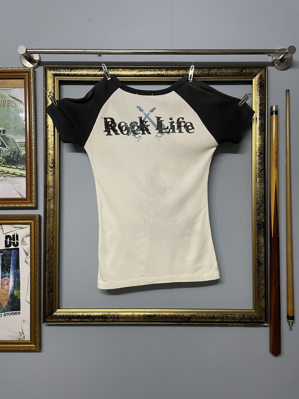 Designer × Japanese Brand × Vintage Vintage 1990s Japan Sky Bomber Rock Life Skull Baby Tee Size US XXS / EU 40 - 5 Thumbnail