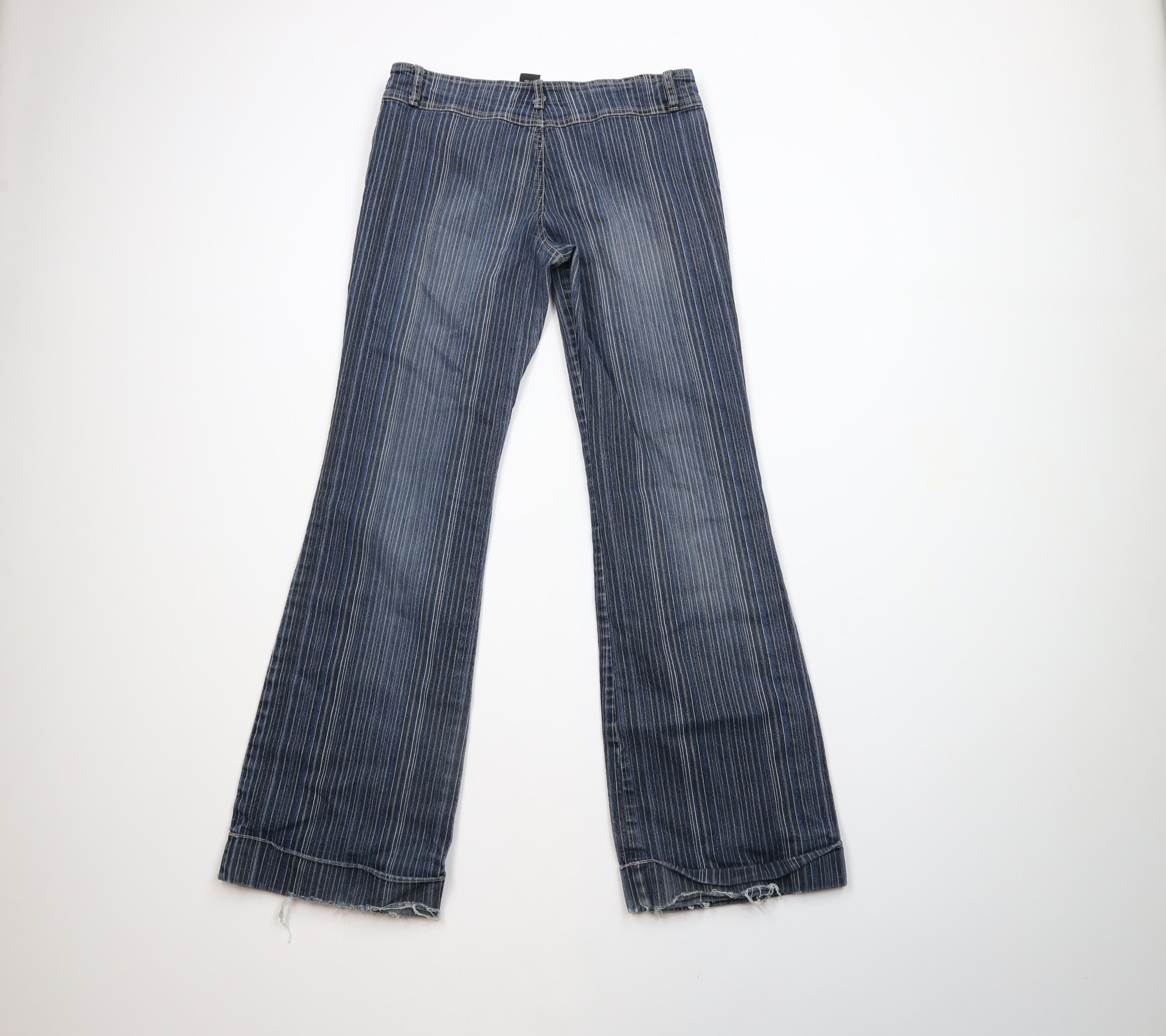 Vintage Vintage Y2K Streetwear Striped Flared Wide Leg Denim Jeans Size 32" / US 10 / IT 46 - 10 Thumbnail