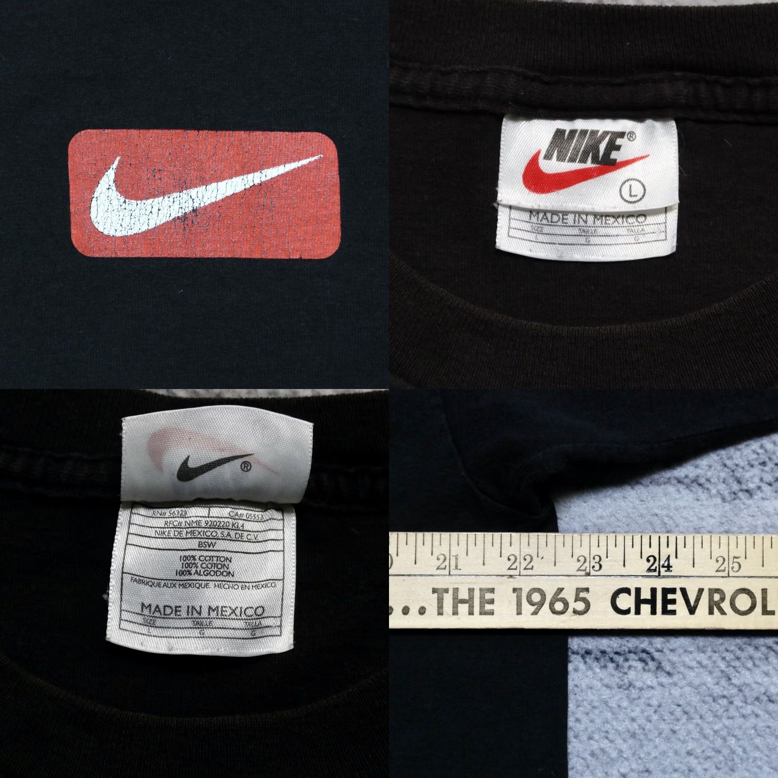 Nike VINTAGE Nike Big Swoosh Logo Shirt Mens L Black Size US L / EU 52-54 / 3 - 8 Thumbnail