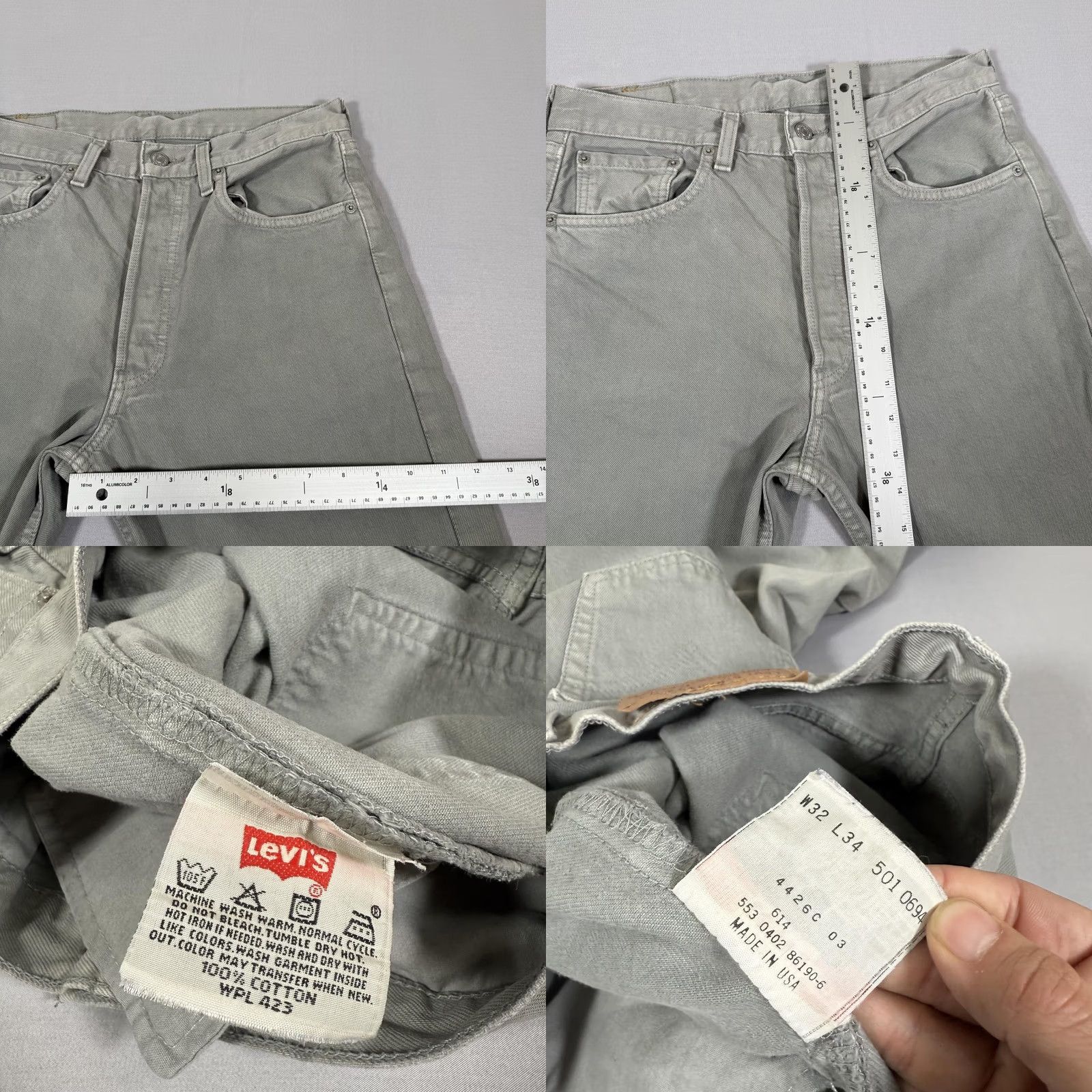 Levi's VINTAGE Levi's 501 Jeans Mens 32x34 Gray Light Wash Natural Denim Straight Classic 90s Boys Womens Size US 32 / EU 48 - 8 Thumbnail