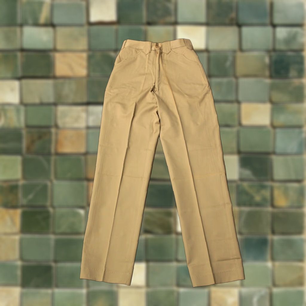Vintage VINTAGE Mens Stephens Western Slacks 28x34 Dark Khaki 1960s Flare Leg Cotton Size US 28 / EU 44 - 1 Thumbnail