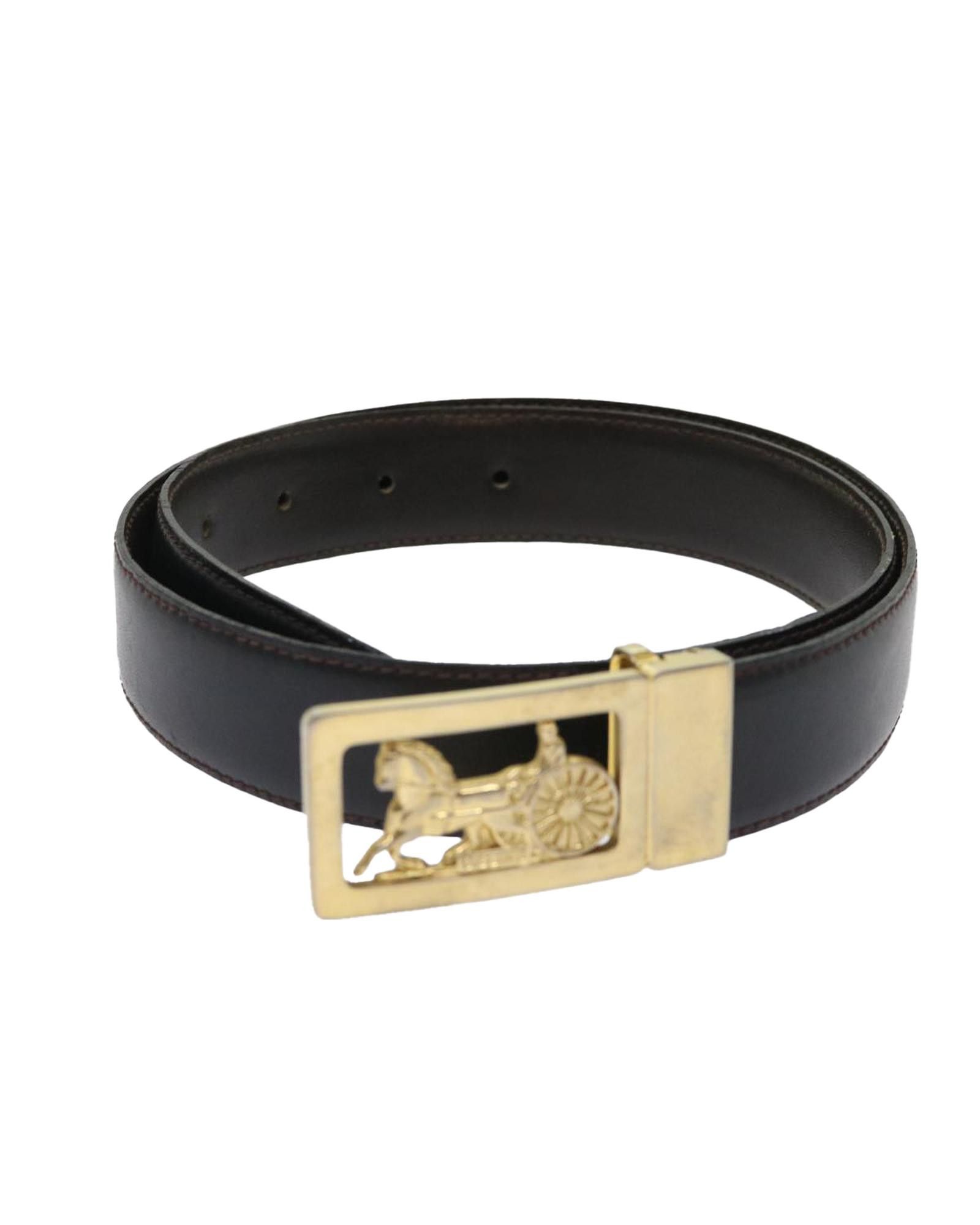 image of Celine Black Leather Horse Carriage Belt - Rank C, Women's
