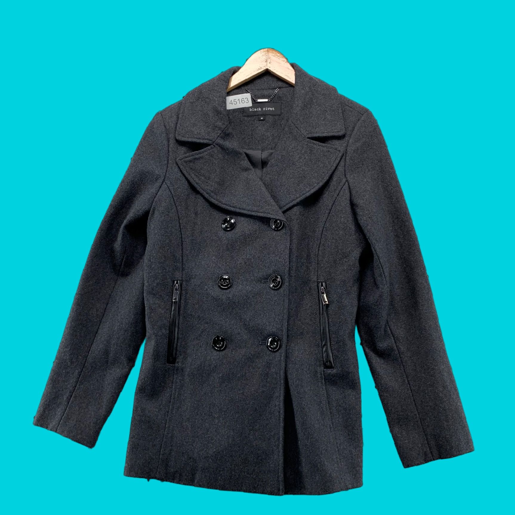 Doublet **Womens Black Wool Double Breasted Peacoat Medium Business Work NWT** User: **Womens Medium Black Wool Double Breasted Peacoat Business Work NWT** Size M / US 6-8 / IT 42-44 - 1 Thumbnail