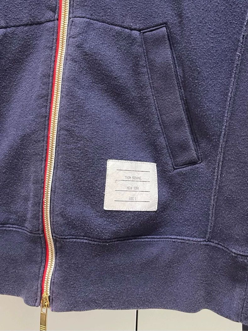 Thom Browne Thom browne Dark blue classic four-striped hooded zipper ja Size US S / EU 44-46 / 1 - 4 Thumbnail