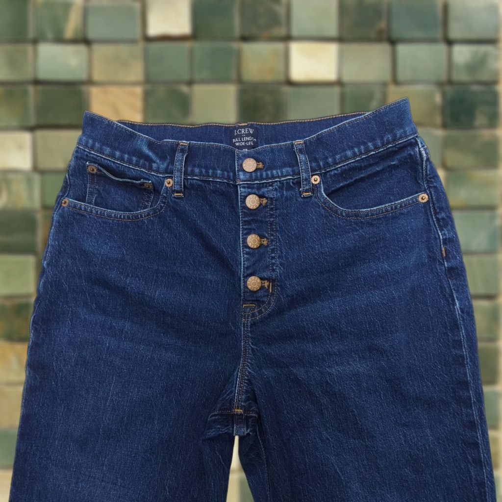 J.Crew J. Crew Jeans Womens 29 Wide-Leg Full Length Button Fly Dark Wash Denim Jeans Size 29" - 1 Thumbnail