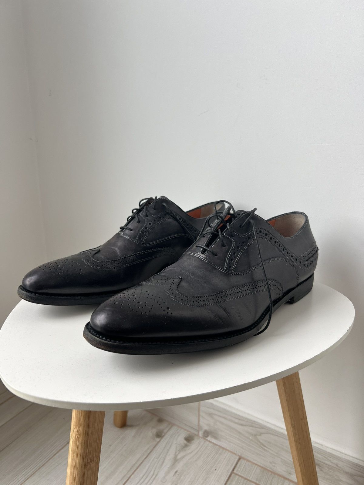 men's size 12 black dress shoes Borelli Men's Black Martin Faux Leather Dress Shoes Size 12