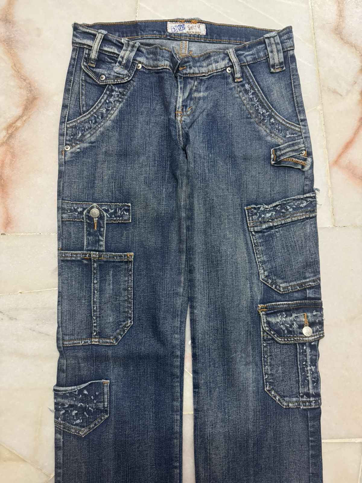 20471120 💥RARE💥JAPANESE CARGO JEANS MULTIPOCKET STYLE WASHED JEAN Size US 28 / EU 44 - 3 Thumbnail