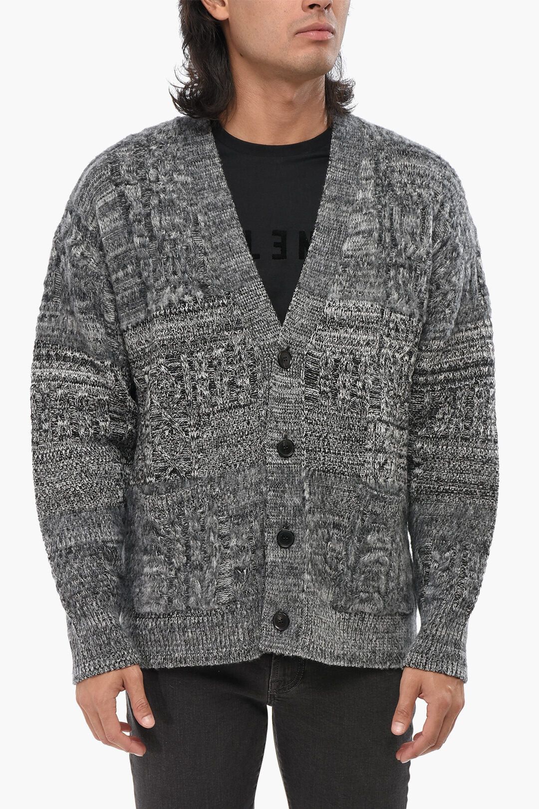 Roberto Collina Merino Wool Cable-Knit Cardigan with V-Neck Size US S / EU 44-46 / 1 - 1 Thumbnail