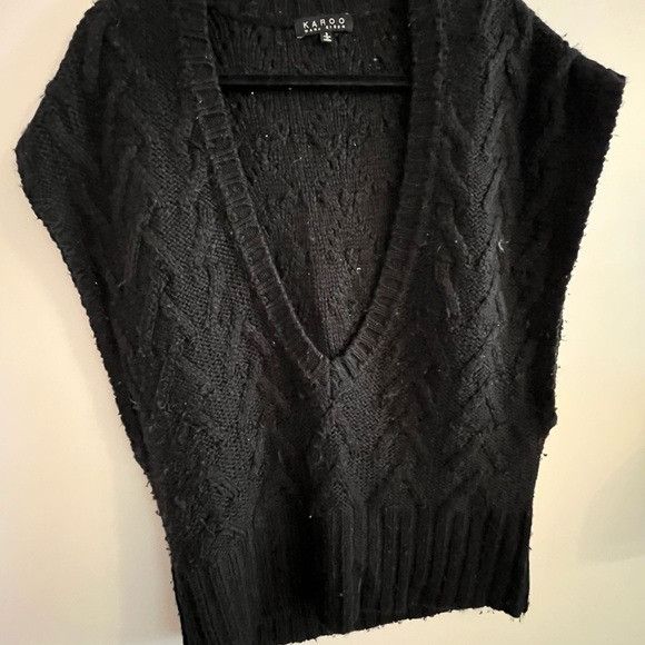 Other KAROO MARK EISEN Black Knitted Sweater V Neck Vest Size L / US 10 / IT 46 - 4 Thumbnail