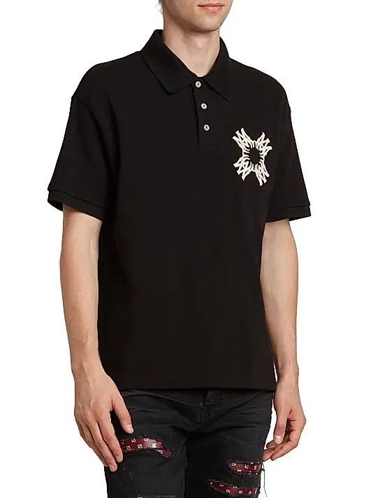 Amiri os11x0326 Ma Quad Cotton Polo Shirt in Black Size US S / EU 44-46 / 1 - 4 Thumbnail