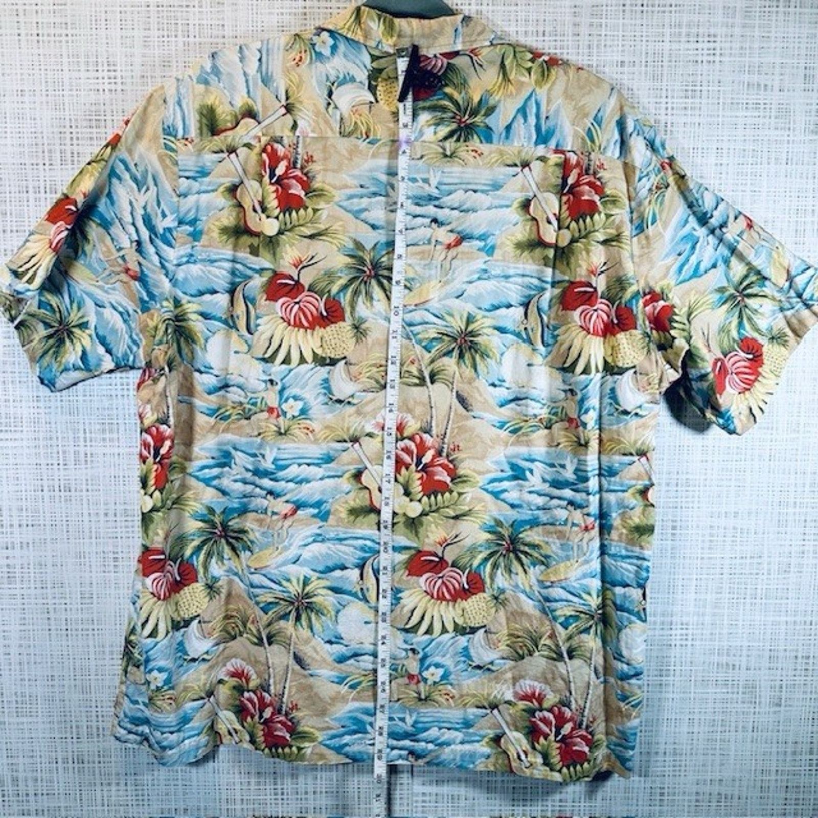 Other RJC Ltd Hawaiian Shirt Large Surfing Palms Hibiscus USA VTG Size US XL / EU 56 / 4 - 10 Thumbnail